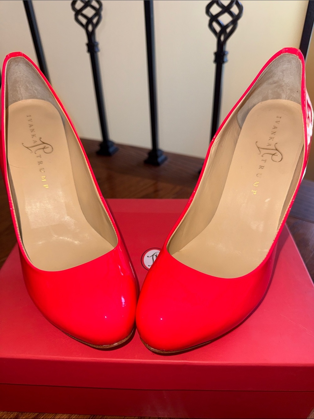 Ivanka Trump Pink-Red Patent Round Toe Pumps 8 1/2 NIB